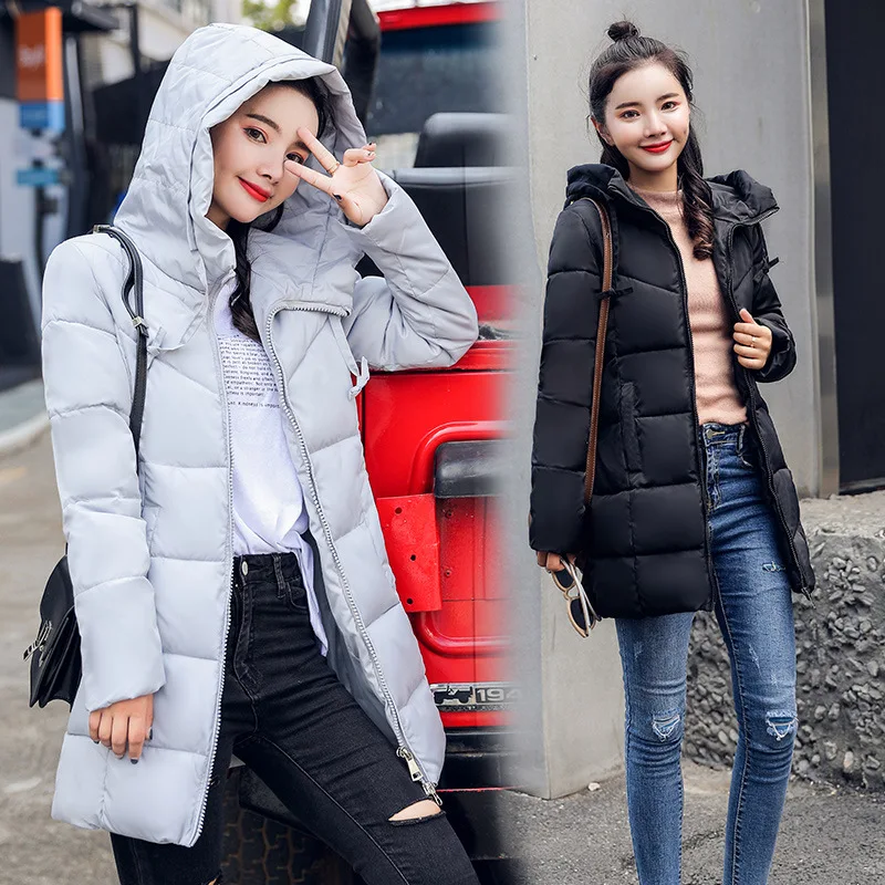 

Fashion Winter Jacket Women cotton coat Hooded Thick Down Parkas X-Long Female Jacket Coat Slim Warm Winter Outwear 2019 New