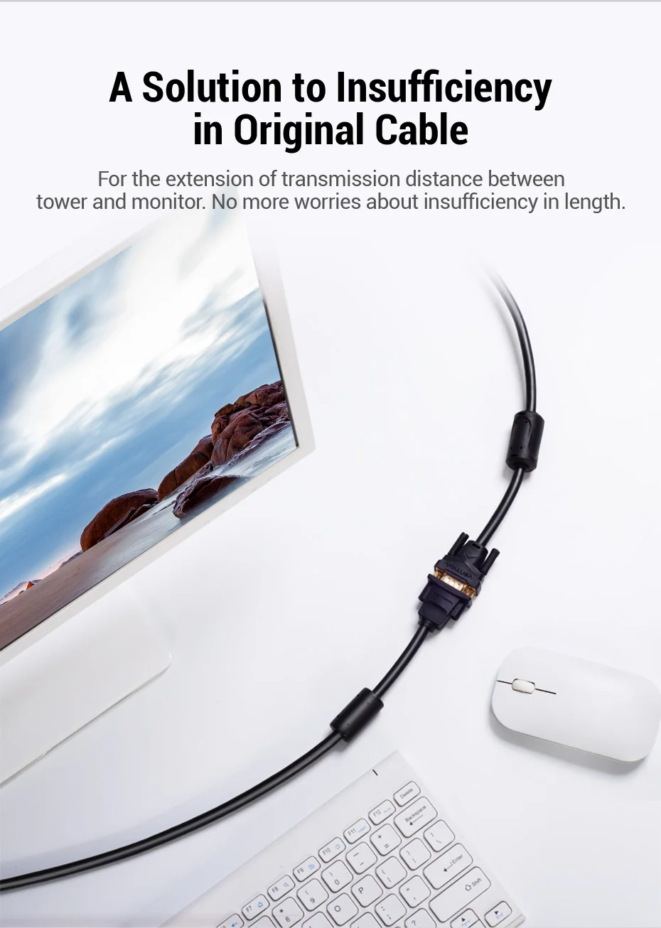 Vention Удлинительный кабель VGA 1080P VGA папа-мама удлинитель 1 м 1,5 м 2 м 3 м 5 м для компьютера Проектор Монитор удлинитель VGA