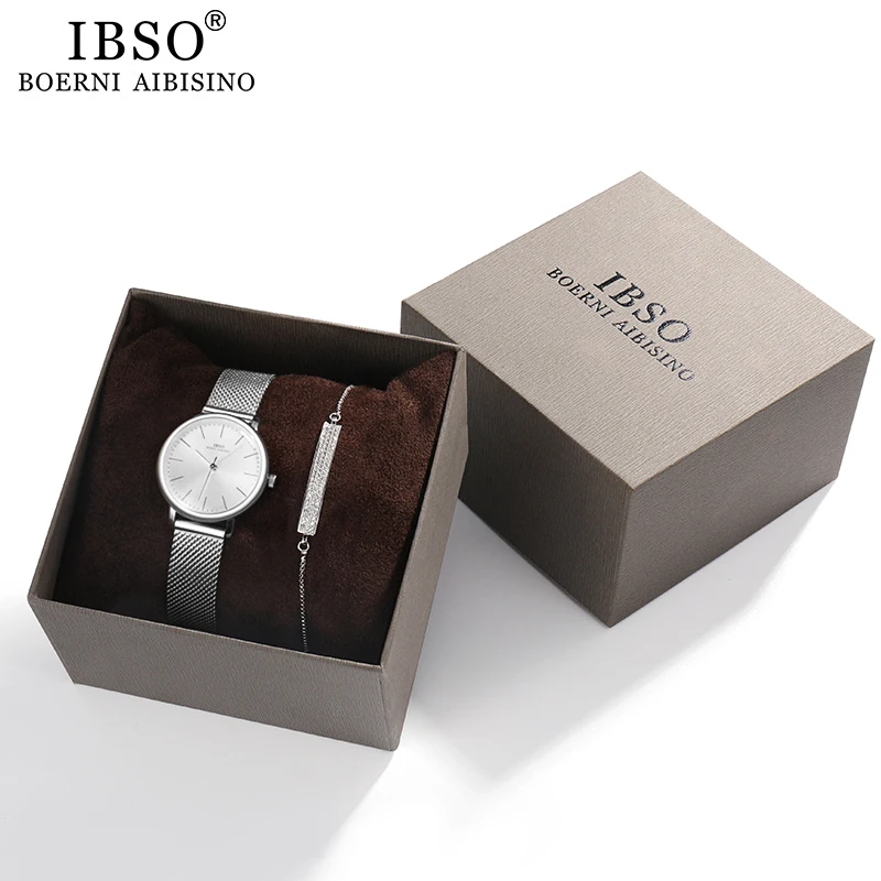 3626 set 1 IBSO женские кварцевые часы с кристальным браслетом, роскошный браслет из розового золота, женские часы с круглым циферблатом, ювелирный набор, подарок для женщин - Color: 3626 set 1