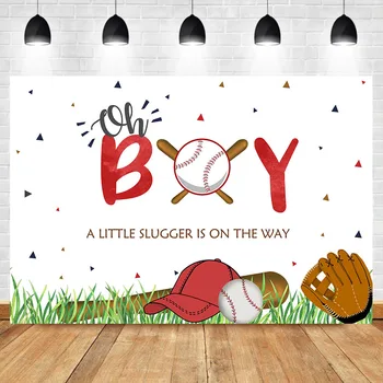 

NeoBack Oh Boy Baby Shower Backdrop Baseball Theme Baby Shower Photo Background Sports Newborn Baby Shower Photography Backdrops
