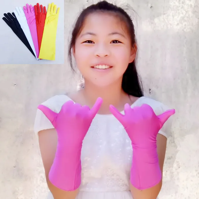 

White for Children Gloves Long Ceremony Instrument Performance Stage Girls Princess Dress Wedding Dress Sun-resistant Gloves