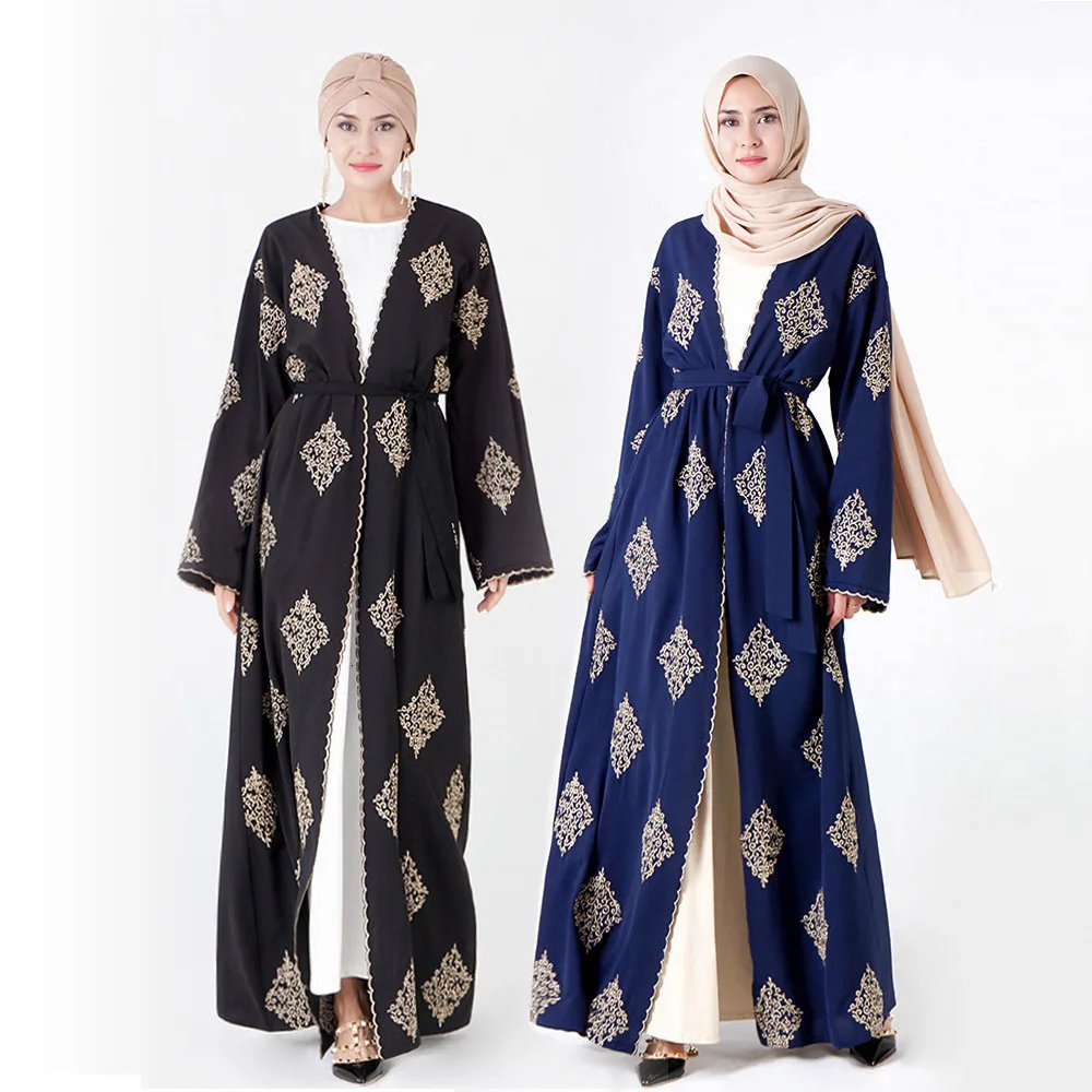 Роскошное мусульманское платье с вышивкой Abaya элегантный кардиган кимоно