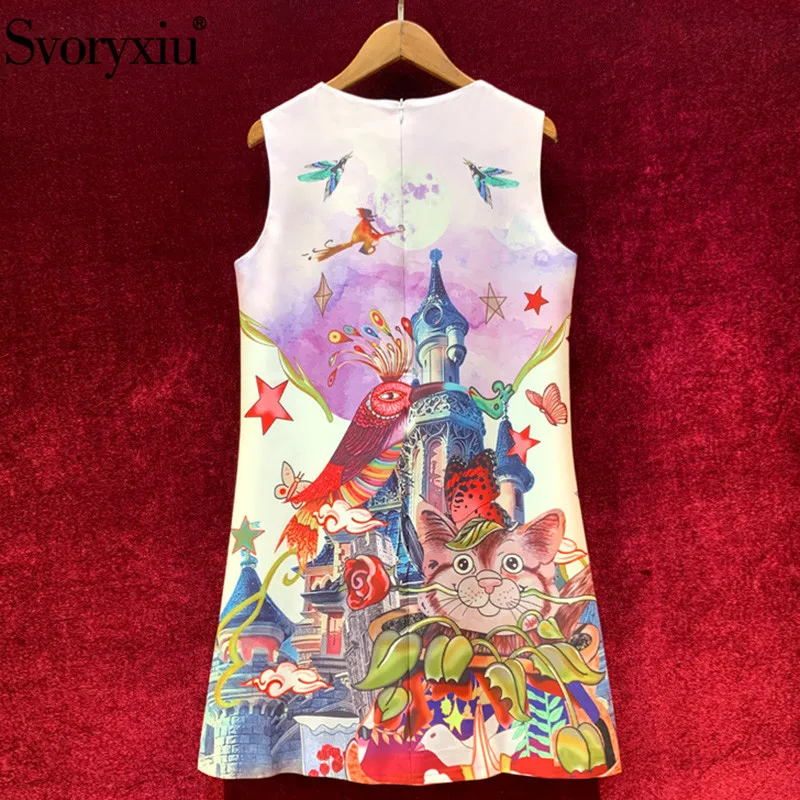 Svoryxiu модное короткое платье без рукавов с рисунком королевы из мультфильма женские роскошные подиумные платья с кристаллами и бриллиантами осенние платья для вечеринок