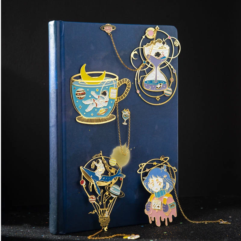 Kawaii креативная металлическая Закладка для книги изысканный DIY Межзвездный Кулон Подарочная папка книга