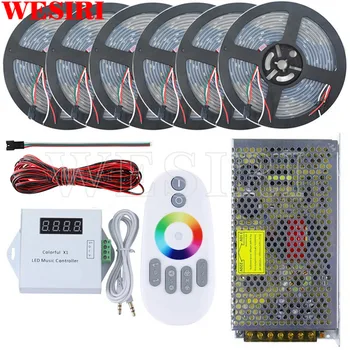 

DC12V 5m/10m/15m/20m25m/30m 150leds WS2811 Addressable LED Pixel Strip Waterproof+Remote Music Controller+Power Supply Kit