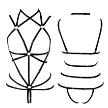 Комплект с бюстгальтером на все тело для женщин, укороченный топ, рабы на Хэллоуин, бондаж, сексуальное нижнее белье в готическом стиле, Клубные, вечерние, танцевальные фестивальный Рейв, одежда
