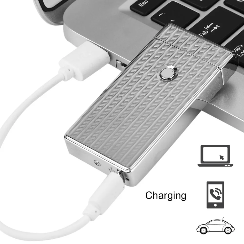 High Quailty Double fire Cross Arc Lighter Case USB Pulse Windproof Lighters Electronic Metal Men Cigarette lighter |