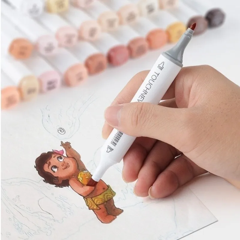 

TOUCHNEW Skin Color Marker Set 12/24 Colors Alcohol Manga Marker Set Brush Pen Art Supplies Manga Drawing Pen Art Set