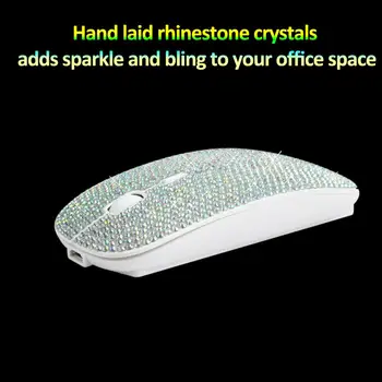 

Bling Dazzling Rechargeable 2.4GHz Wireless Mouse Covered with Rhinestone Crystal with USB Receiver,Great Gift idea for Her