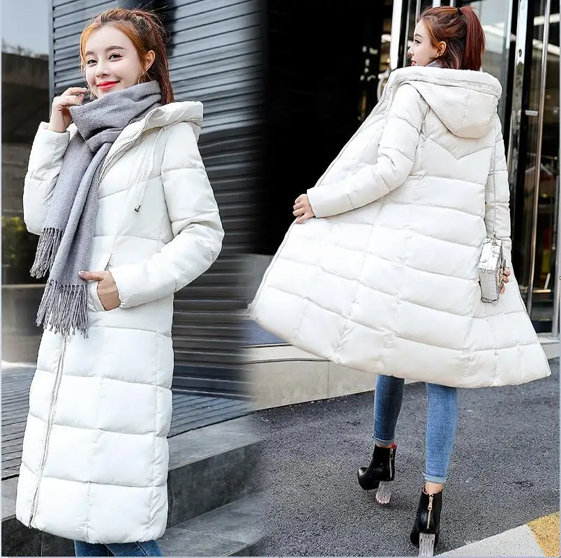 Зимние куртки размера плюс 4XL 5XL 6XL, женские пуховые парки, толстый пуховик, женские пальто с капюшоном, длинная теплая Повседневная зимняя верхняя одежда PP179 - Цвет: cream white
