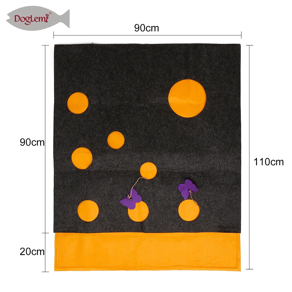 Cat Felt Play Mat DIY Hide and Seek Carpet with Holes Collapsible Scratch-Resistant for Cats
