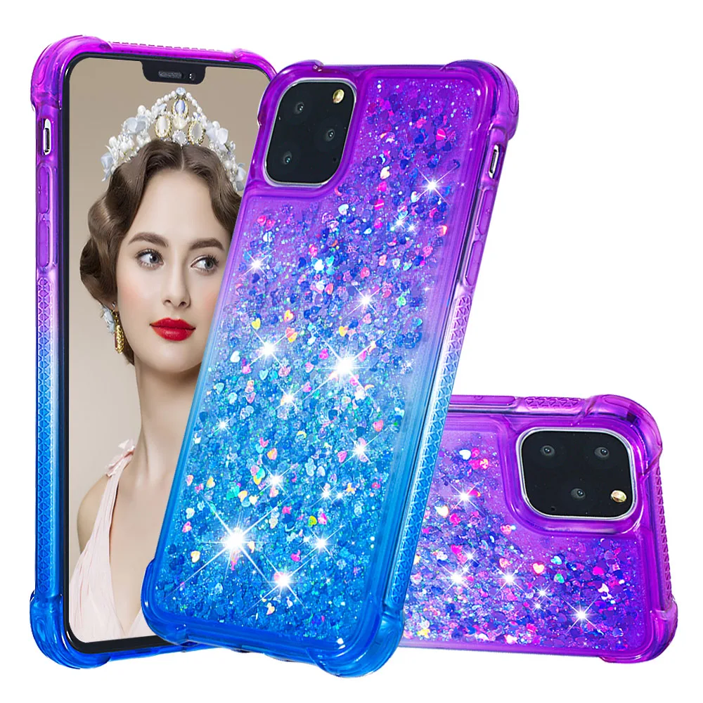 

Soft TPU Case for iPhone 11 Pro Max 2019 Glitter Liquid Series Girls Luxury Fashion Bling Flowing Liquid Floating Sparkle Cover