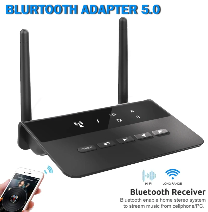 Bluetooth 5 0 RCA Transmitter Receiver Bypass Aptx LL Music Audio 80M Wireless Adapter 3 5mm AUX Jack For TV PC Car Headphones