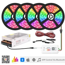 

WS2812B RGB 5050 Addressable Led Strip Light SP107E Bluetooth Music Led Controller Transformer Adapter DC5V 5M 10M 15M 20M Kit
