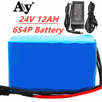 

24V battery 6S4P 25.2V 12Ah lithium-ion battery pack with 20A balanced BMS for electric bicycle scooter electric wheelchair + 2A