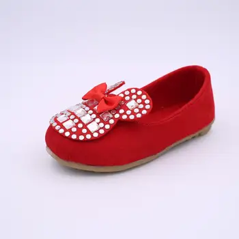 

Fashion Girls Mickey Shoes Bowtie Flock PU Leather for Girls Princess Ballet Flats Shoes for Party Wedding Girls Shoes