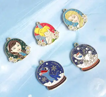 

20 pcs Cartoon mixed princess snowman thinker bell Metal Charm Pendants DIY Jewelry Making Gift