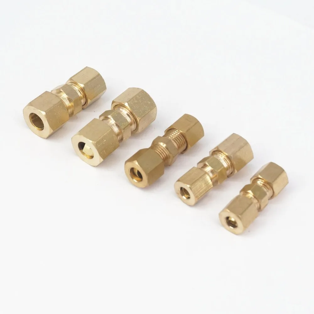 Complete With Olives 3/16" Straight Brass Tube Coupling Pack of 1 