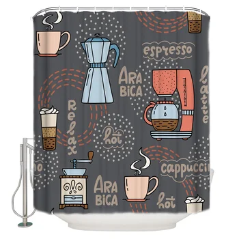 

Coffee Drinks Coffee Cup Grinder Shower Curtain Waterproof Curtains Polyester Bath Curtain