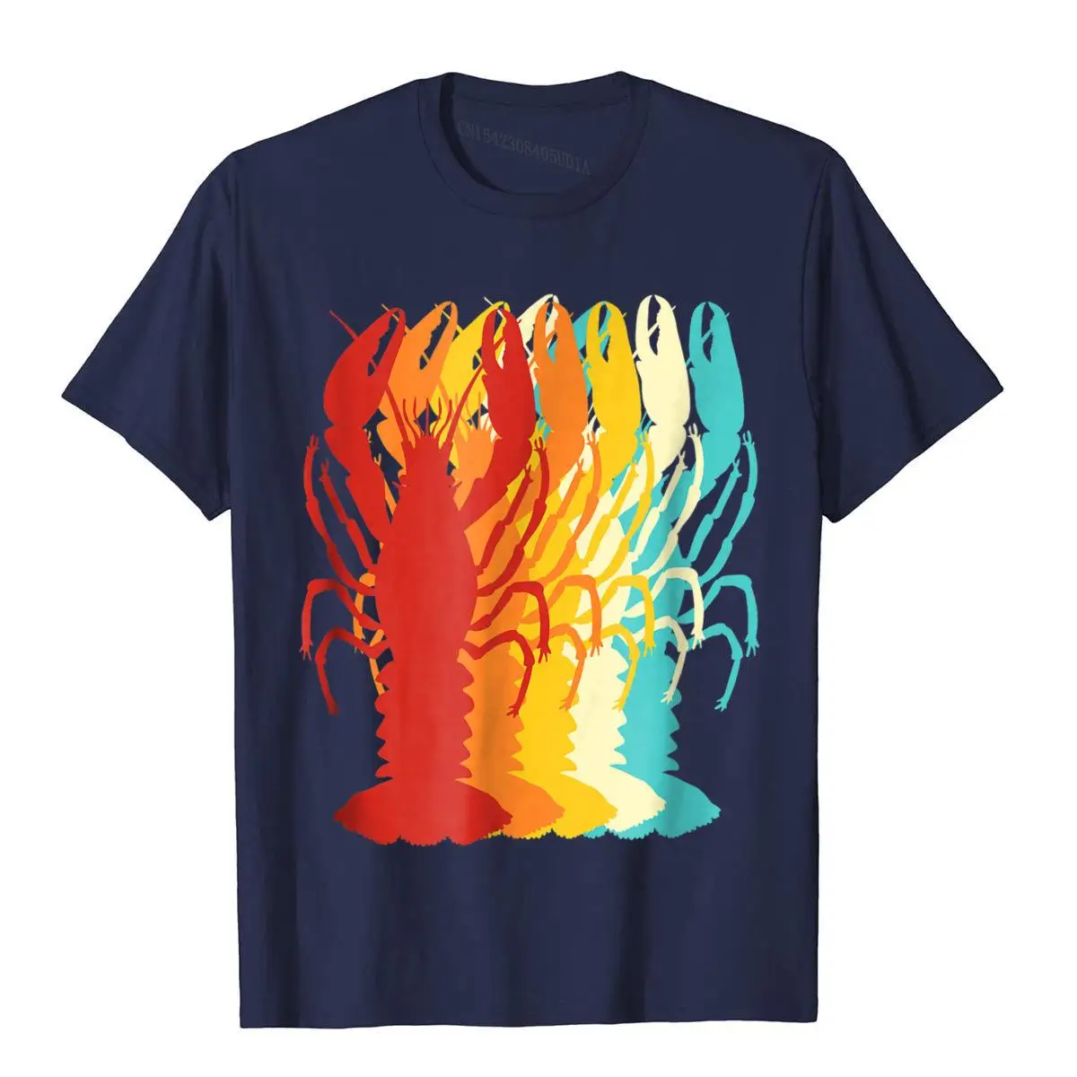 Retro Crawfish T-Shirt Novelty Cajun Crayfish T-Shirt__97A1411navy