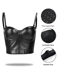 2022NEW Corset gothic steampunk Sexy bustier Corsets Leather Bra Tops Gothic Push Up Bra Fashion Party Bra Club tops Slimming