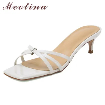 

Meotina Summer Slippers Women Shoes Fashion Stiletto High Heels Shoes High Quality Open Toe Slides Ladies Sandals New Size 34-39