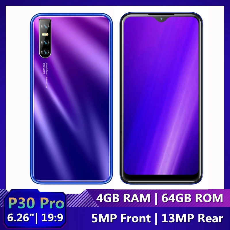 Оригинальные смартфоны P30 Pro, 4 Гб ОЗУ, 64 Гб ПЗУ, 6,26 дюймов, капли воды, 13 МП, мобильные телефоны, разблокированный мобильный телефон, Android Celulares