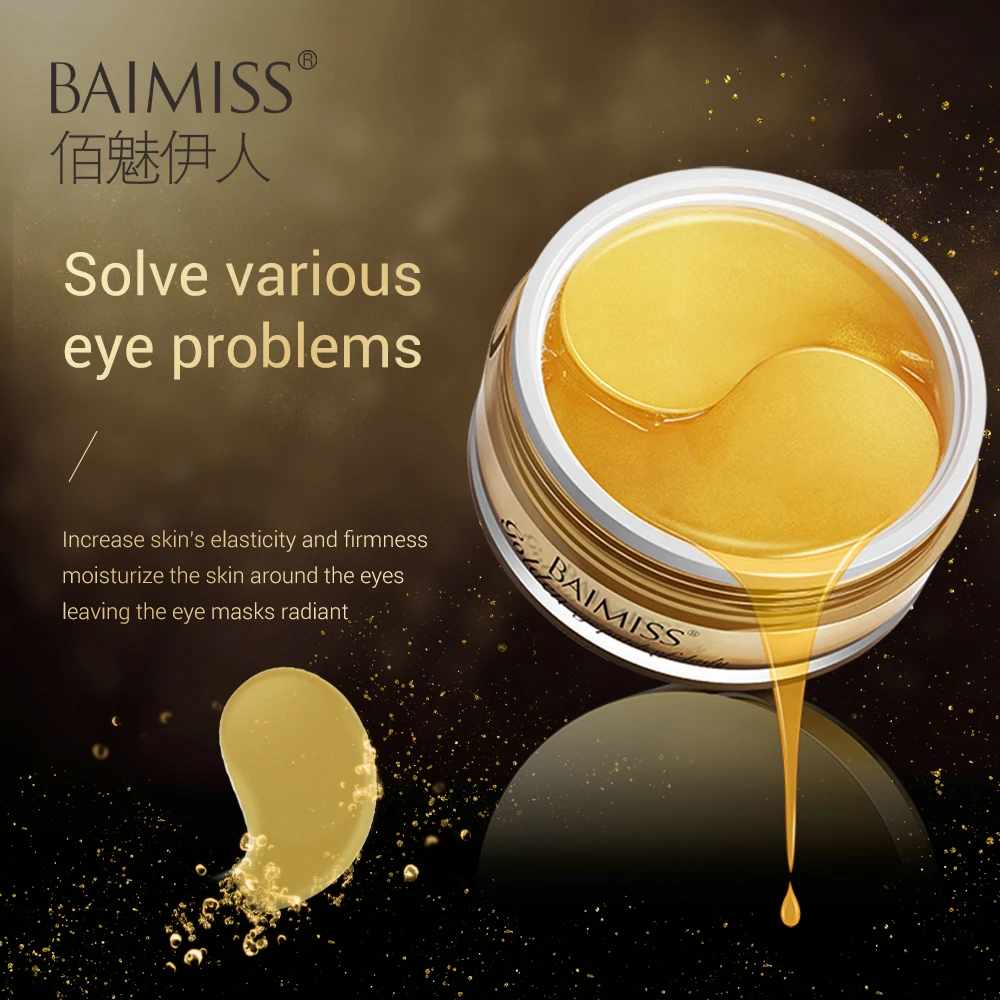 

BAIMISS Gold Aquagel Collagen Eye Mask Anti Wrinkle Eye Bags Dark Circles Puffy Eyes Whitening Moisturizing Skin Care Face 60PCS