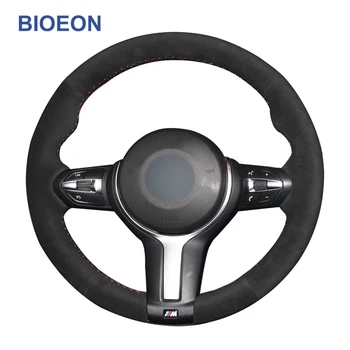 

Hand Sewing Black Synthetic Suede Car Steering Wheel Covers for BMW M Sport F30 F31 F34 F10 F11 F07 F12 F13 F06 X3 F25 X4 F26