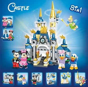 

Dream Castle Play Set Mickey Minnie Mice Donald Duck Daisy Mini Toy Figure for kid Building Block Brick Compatible with