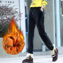 Зимние толстые Флисовые женские свитшоты бархатные теплые свободные спортивные брюки повседневные бегущие работа фитнес-тренировки спортивные брюки