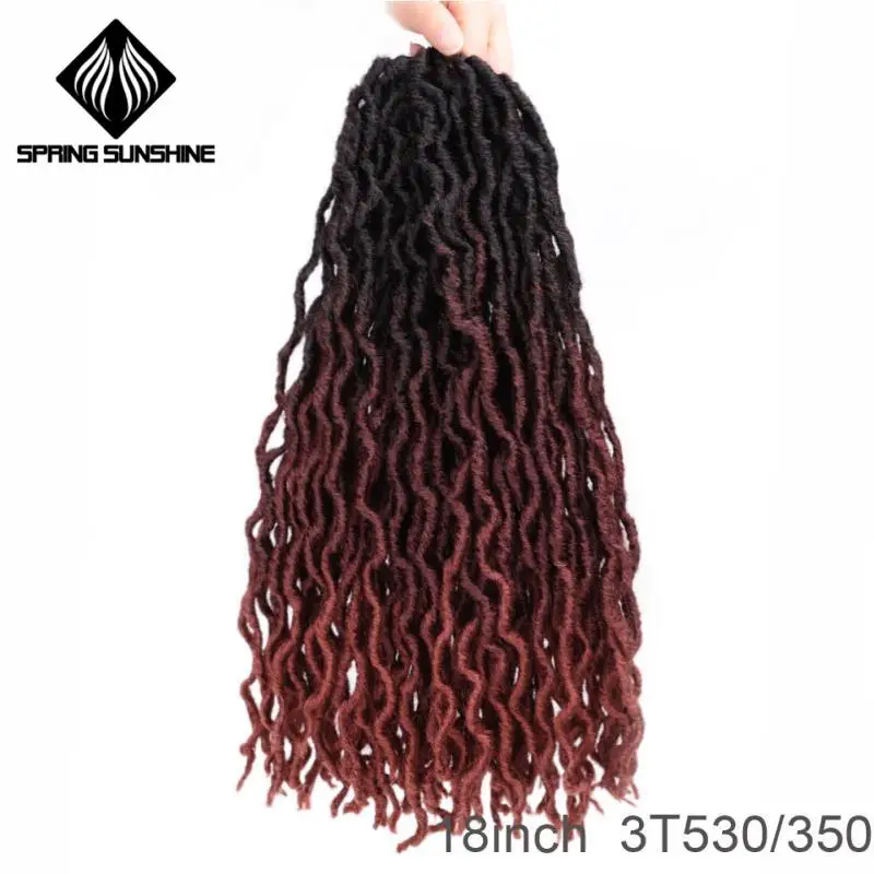 Весна Солнечный свет Синтетический Nu Locs 12 18 дюймов богиня Faux Locs Curly вязание крючком волосы Exntension для черных женщин косы волос плетение - Цвет: #10