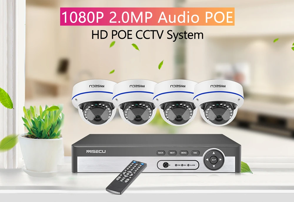 MISECU 4CH 5MP POE NVR видео безопасности Системы 2/4 шт. 2MP 1080P POE IP купольная Камера аудио анти вандальная кабель для камеры cctv комплект