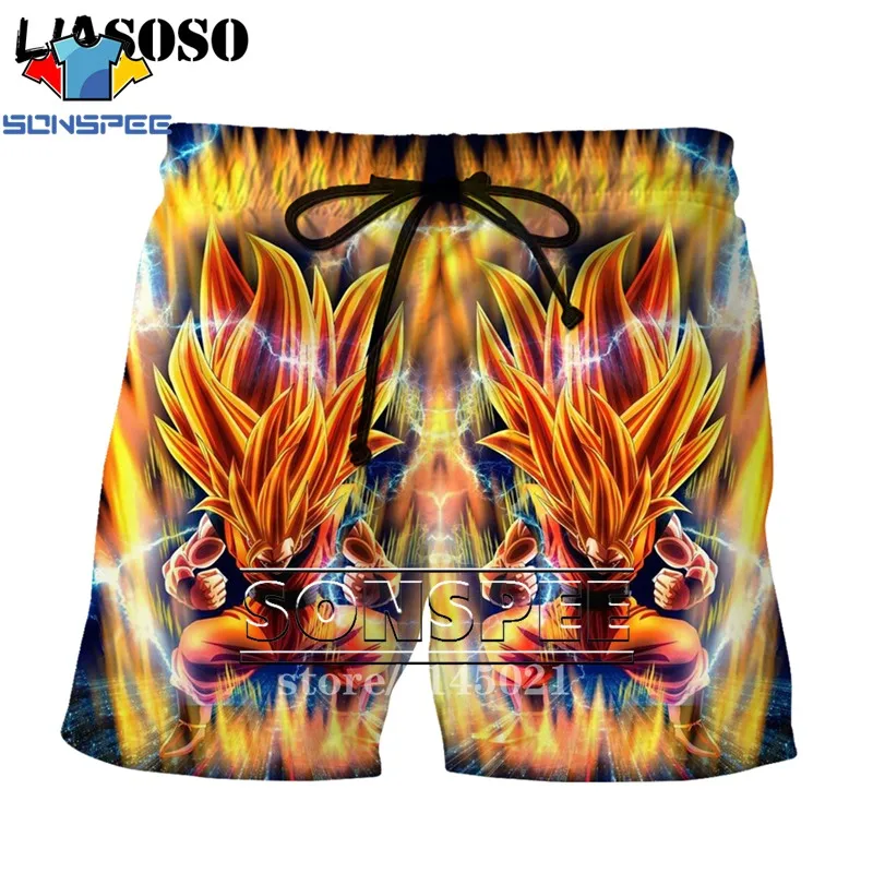 Хаки SONSPEE мужские шорты с 3d принтом японского аниме DBZ Dragon Ball Z Son Goku Kakarotto, пляжные повседневные шорты, пляжные шорты D02 - Цвет: Хаки