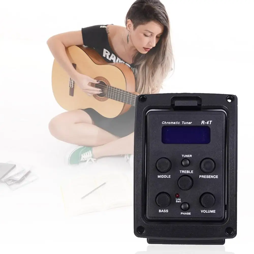 

EQ-4T 4 Band Pickup EQ Preamp With Tuner For Acoustic Guitar EQ Equalizer Acoustic Guitar Preamp EQ Equalizer Tuner