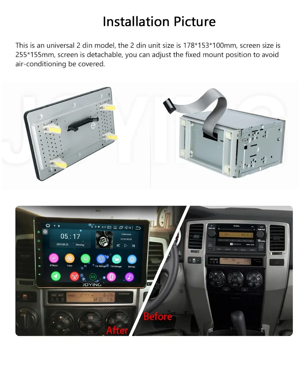 Excellent JOYING 2 din car radio player Android 9.0 head unit car Multimedia 10.1"IPS DSP GPS receiver autoradio SWC universal autoradio 11