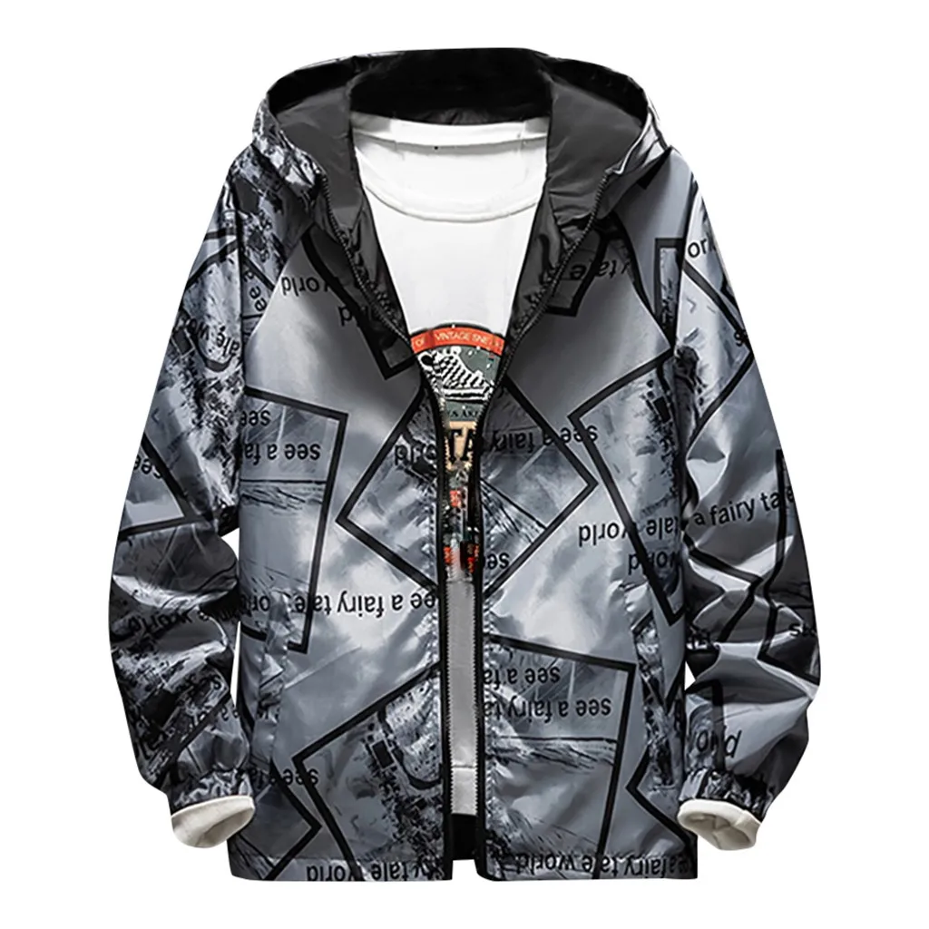 

Trend Korean Men's jackets New Autumn Spring Casual Fashion Printed Hoodies Outwear Tops Coat streetwear jaqueta masculino