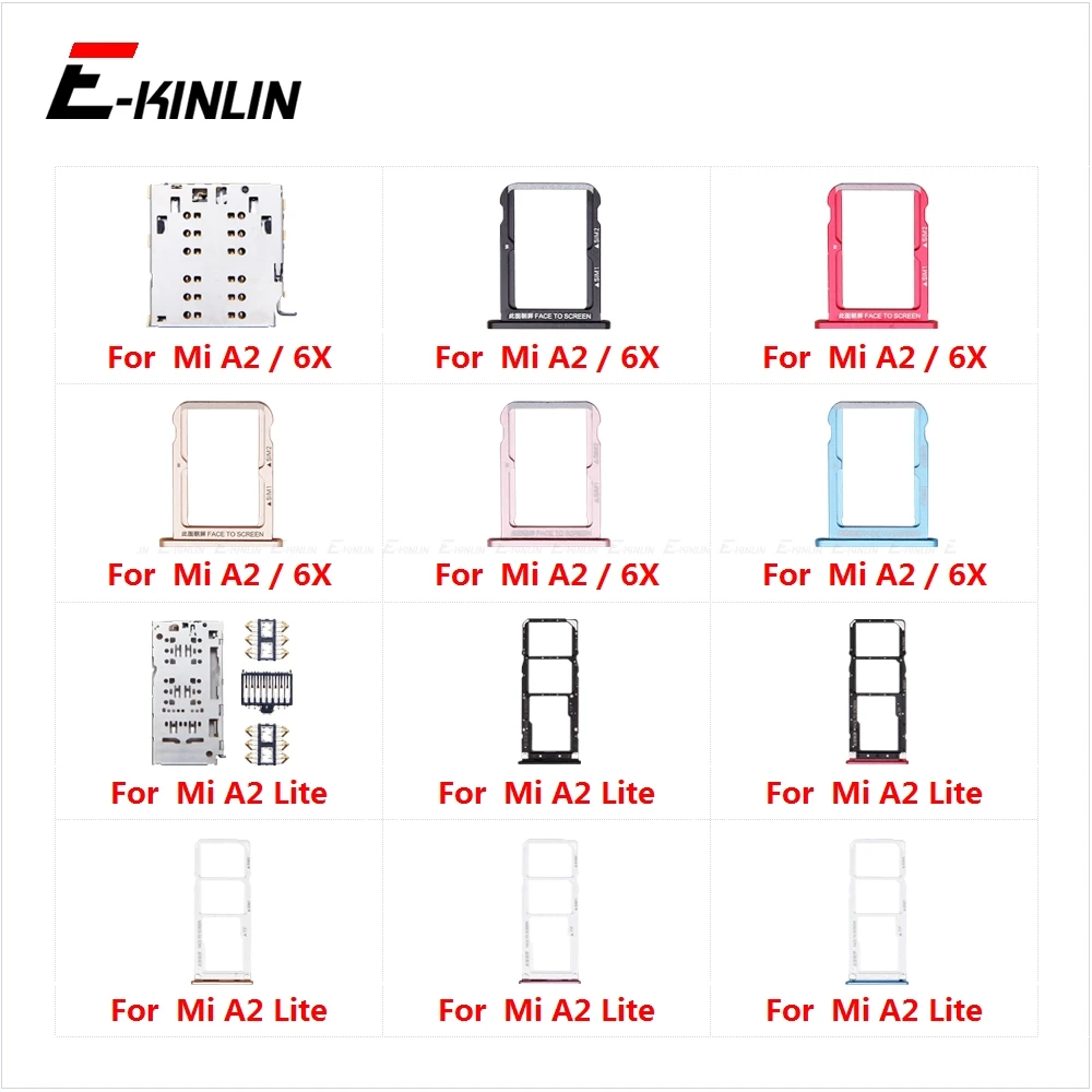 Sim Micro SD Card Socket Holder Slot Tray Reader For XiaoMi Mi A2 Lite 6X Adapter Container Connector Replacement Parts
