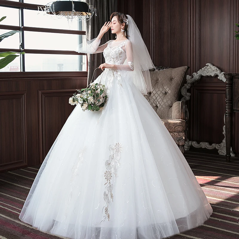 Vestido De Noiva, Классическая футболка с круглым вырезом с коротким рукавом кружевная вышивка, аппликация на шнуровке свадебное платье размера плюс индивидуальный заказ свадебное платье