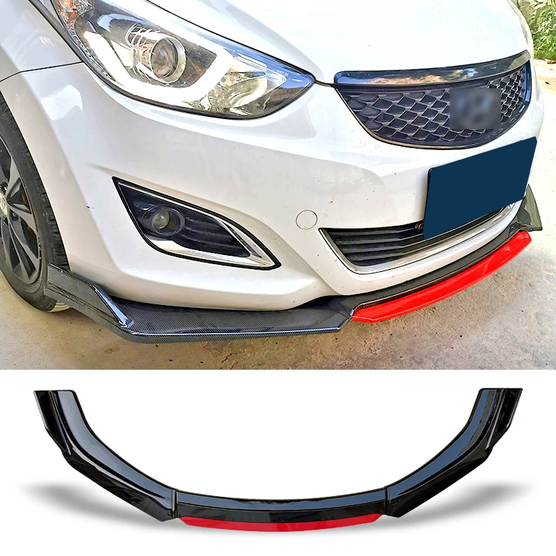 

Front Bumper Spoiler Protector Plate Lip Body Kit Carbon Surface Chin Shovel Contrast Color Design For Hyundai Elantra 2012-2015