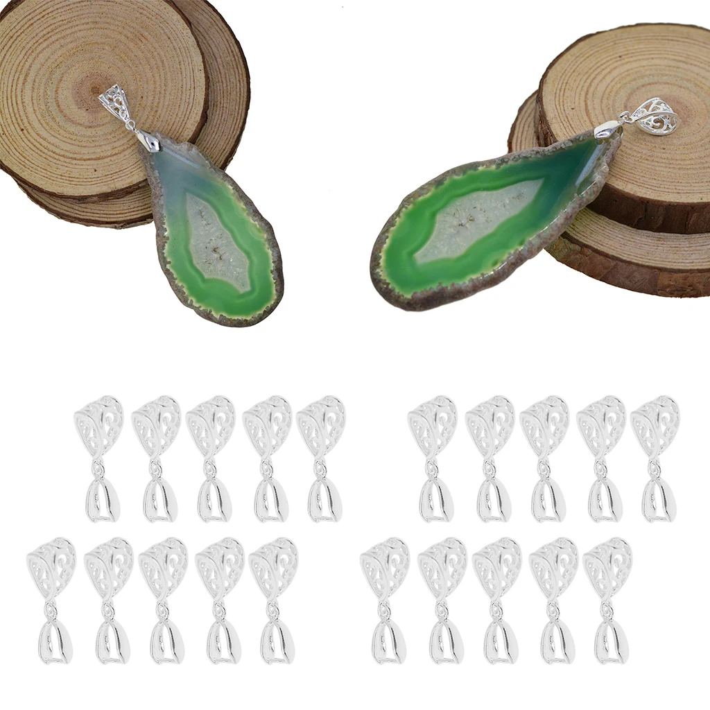 20Pack Hollow Necklace Bead Pendant Bails Pinch Clip Clasp for Jewelry Making