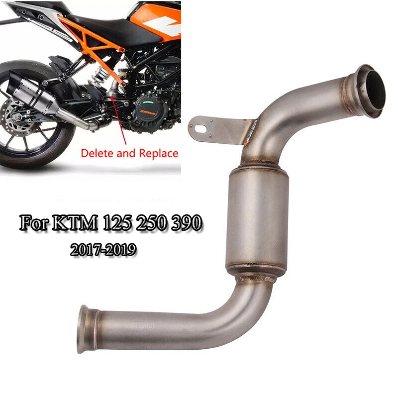 

For 2017-2019 KTM 125 250 Duke 390 RC390 Motorcycle Mid Link Pipe Replace Catalyst Cat Stainless Steel Vent Tube Slip On