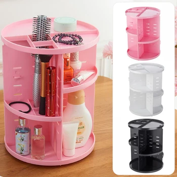 

New Fashion 1PC White Jewelry Organizer Case Black Pink Makeup Organizer Brush Holder 360-degree Rotating