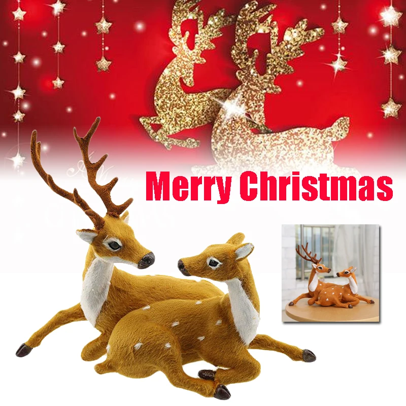 

2Pcs/Pack Simulation Couple Deer Christmas Creative Cute Lovers Gift Home Decor Xmas Elk Deer For Home New Year Gifts