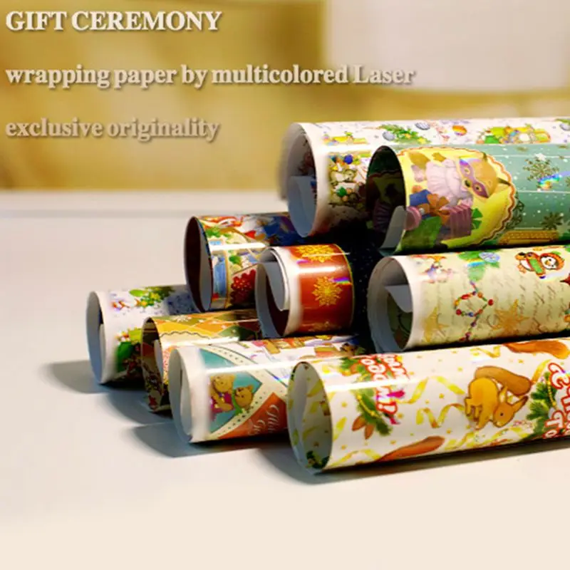 1 Piece Wrapping Paper for Christmas Gift Waterproof Decorative Wrapping Paper Laser Iris Paper Party Wedding Supplies