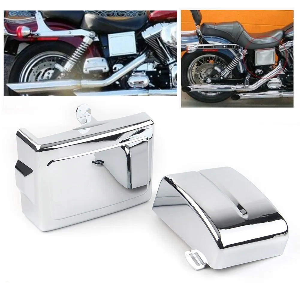 2 Pz Chrome Moto Batteria Protezione Laterale Copertura Per Harley Dyna Fat Bob Super Wide Glide Switchback 2006-2017