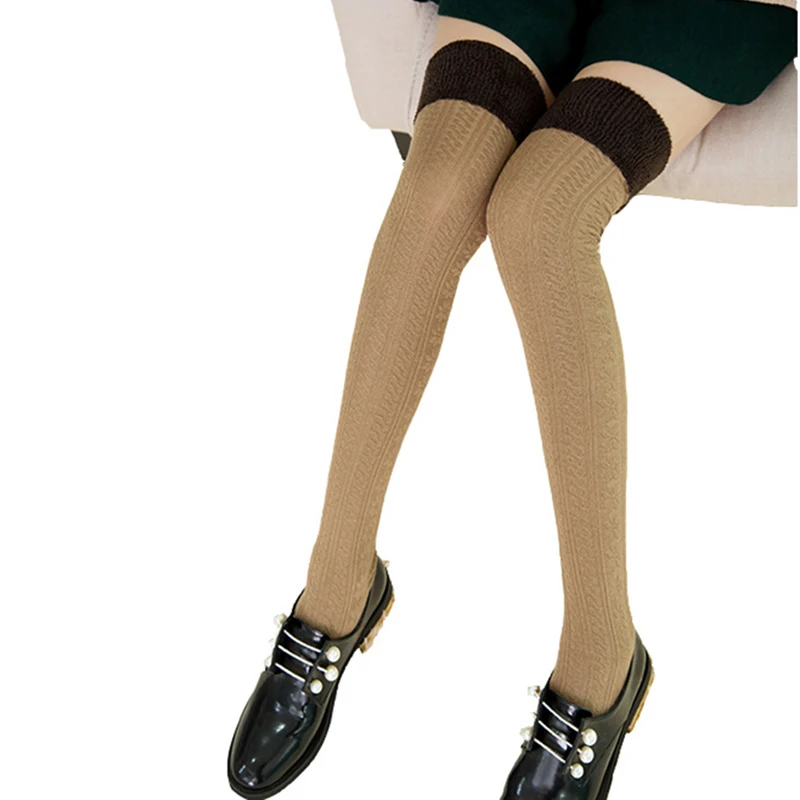 

Winter Women Thick Cotton Socks Keep Warm Knee High Knit Thermal Socks