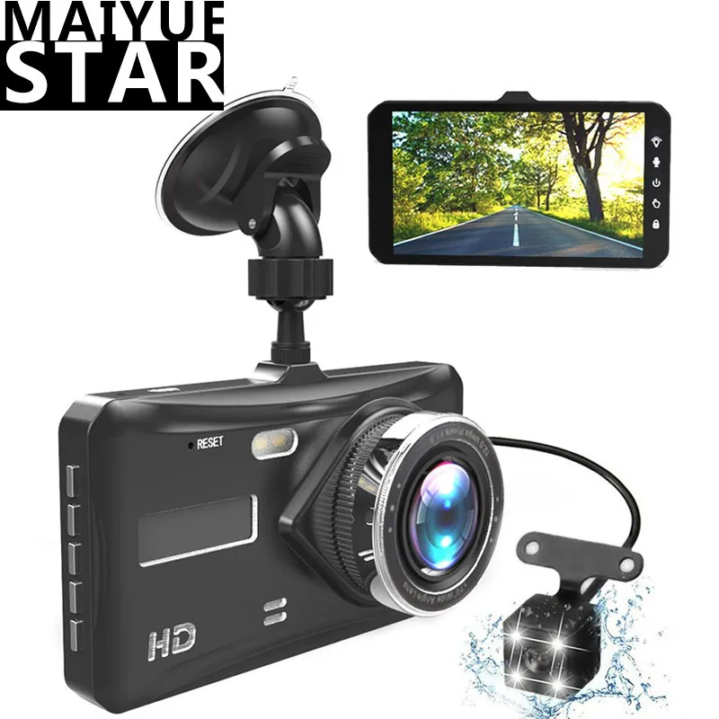 Maiyue star 4 inch IPS dual lens full HD 1080P car DVR front + rear view night vision video recorder G sensor parking mode WDR | Автомобили