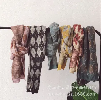 

Children's Wool Scarf with Coloured Retro Style Boys and Girls'Warm Knitted Neck in Autumn and Winter