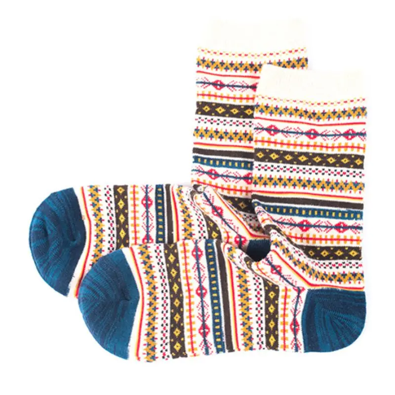 3 пары, женские этнические волнистые полосы, плотные теплые носки, зимние винтажные Чулочные изделия 40JF